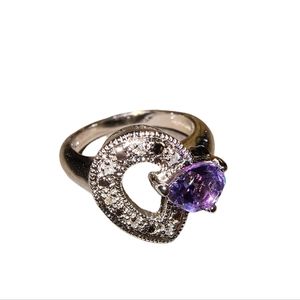 Amethyst & Sterling Silver Contemporary Design Ring NWOT